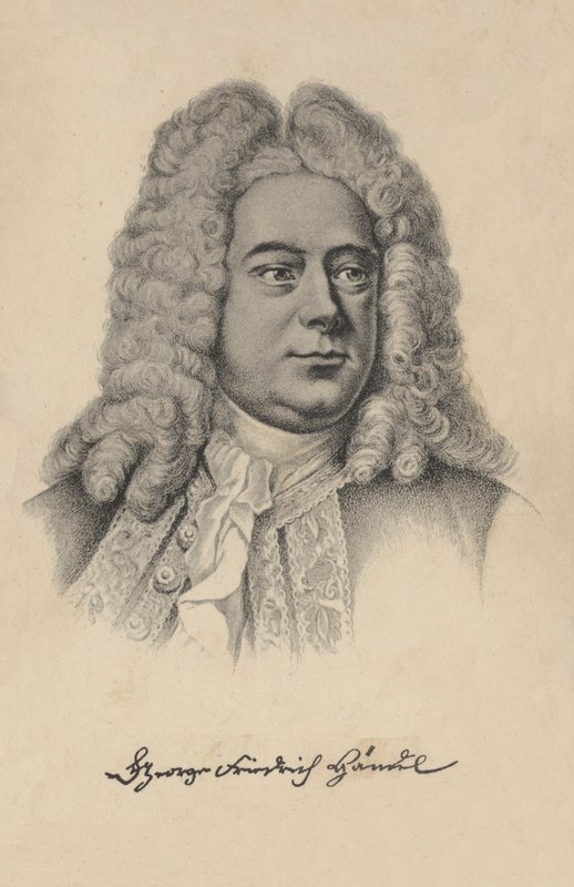 George Frideric Handel, compositor barroco britânico nascido na Alemanha (litografia) de European School