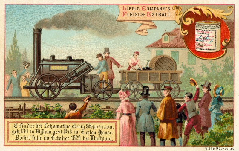 A locomotiva a vapor de George Stephenson Rocket, Liverpool de European School
