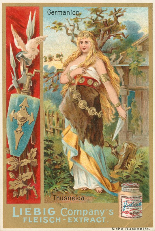 Alemanha, Thusnelda, cartão Liebig, início do século XX (cromo) de European School