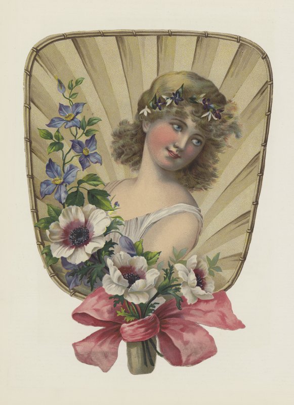 Menina com flores (lito colorido) de European School