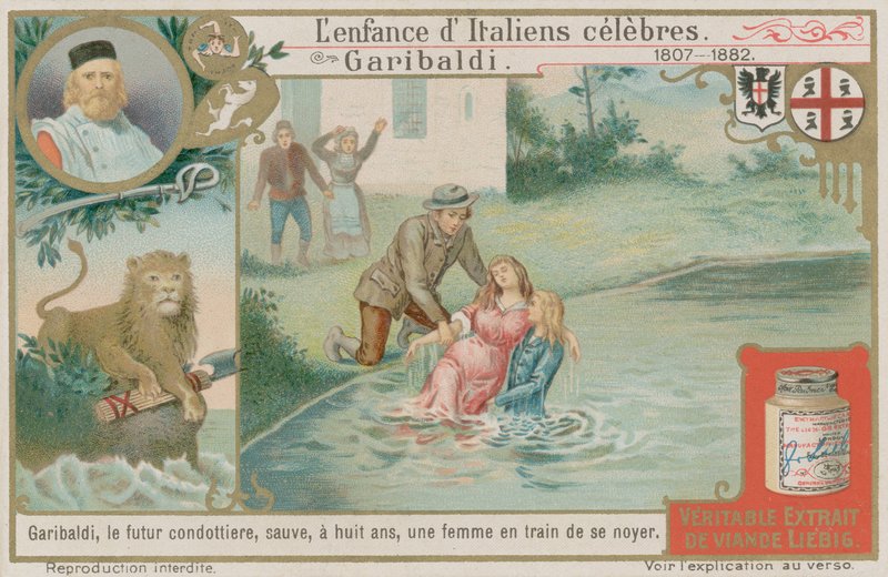 Giuseppe Garibaldi salva uma mulher que está se afogando de European School