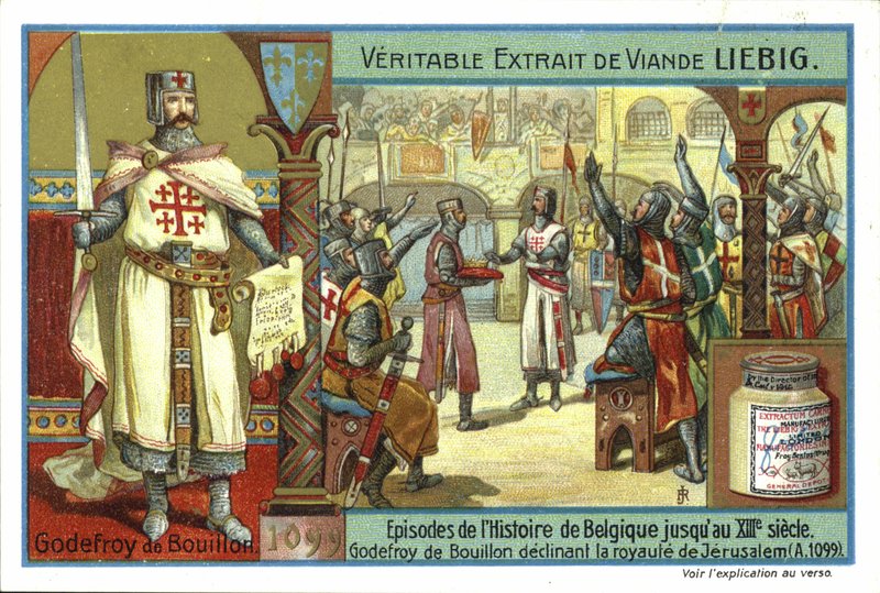 Godfrey de Bouillon declinando a coroa de Jerusalém, Primeira Cruzada, 1099 de European School