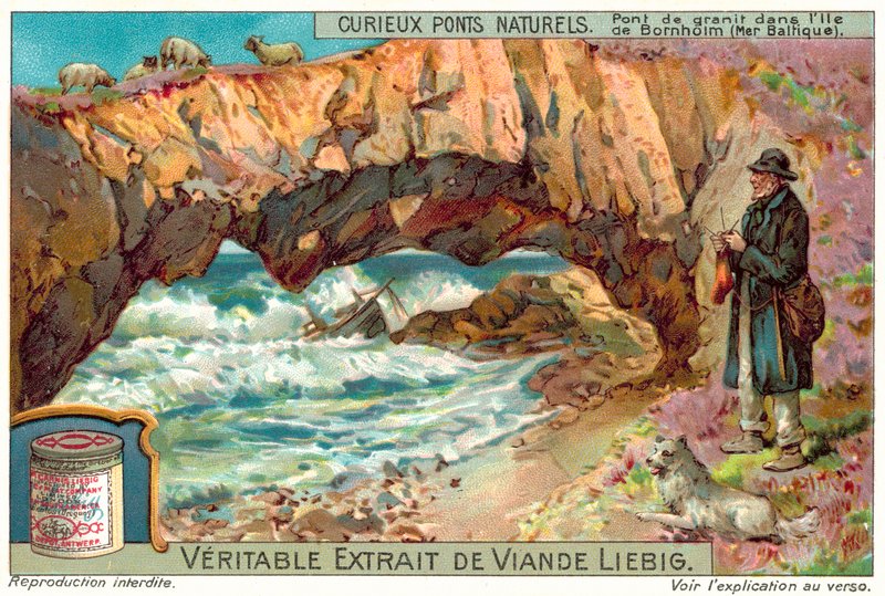 Ponte em granito sobre a ilha de Bornholm no Báltico (chromolitho) de European School