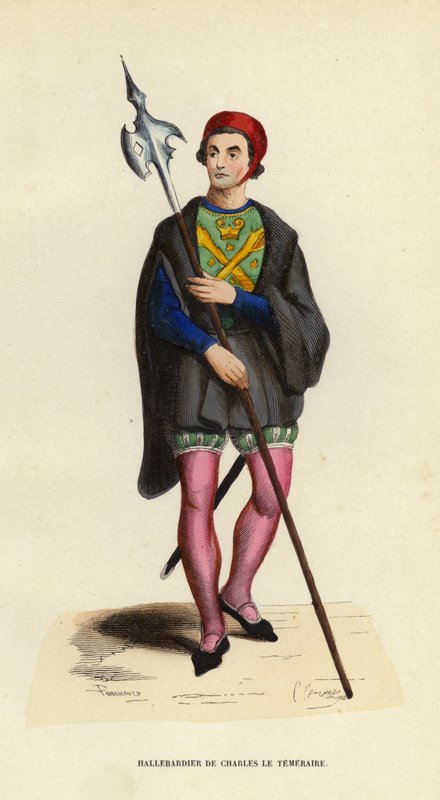 O alabarda de Charles Le Temeraire (gravura colorida) de European School