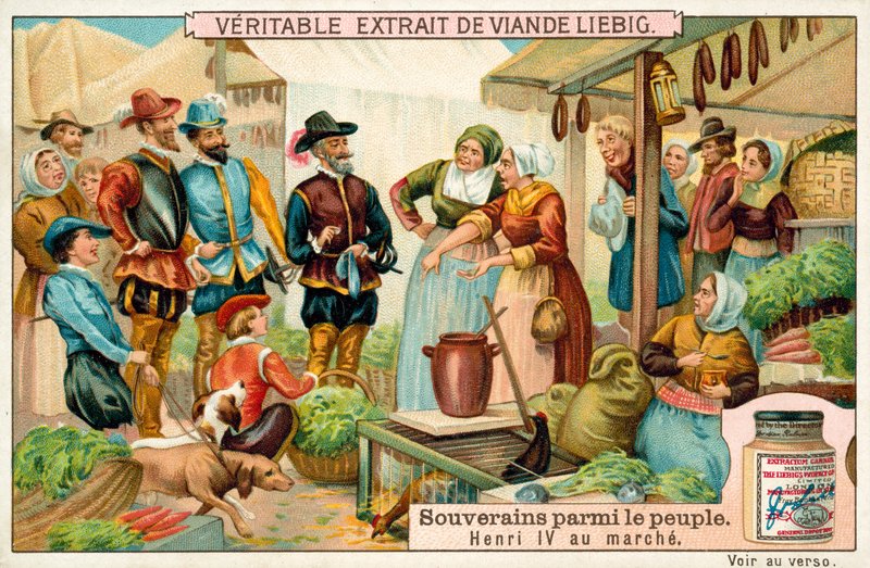 Henrique IV da França em um mercado (chromolitho) de European School