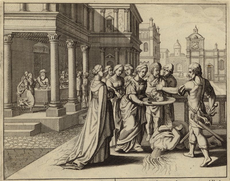 Herodias recebendo a cabeça de João Batista (gravura) de European School