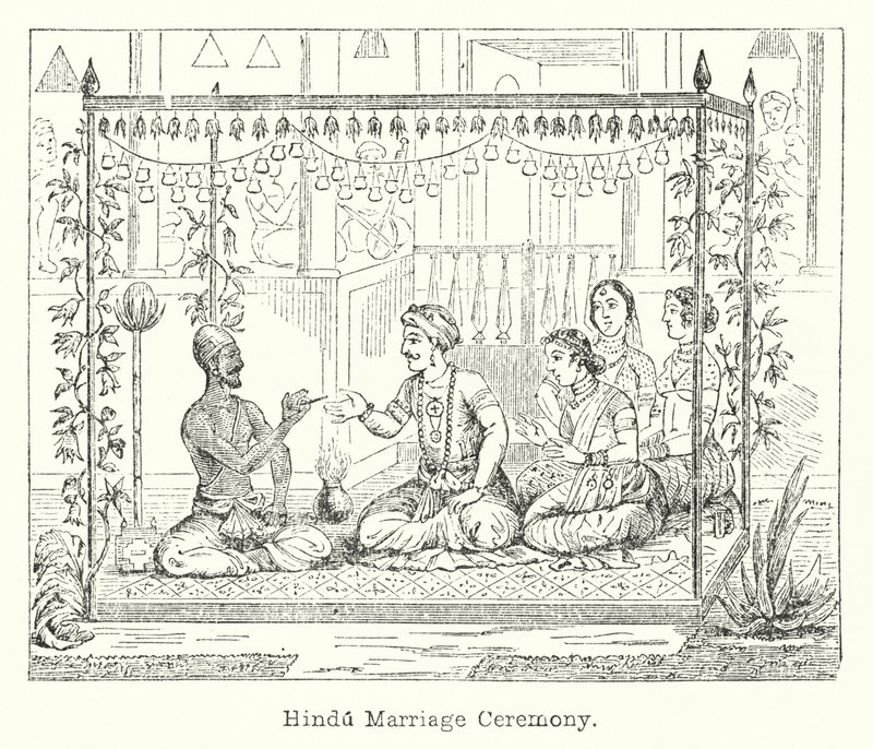 Cerimónia de Casamento Hindu (gravura) de European School