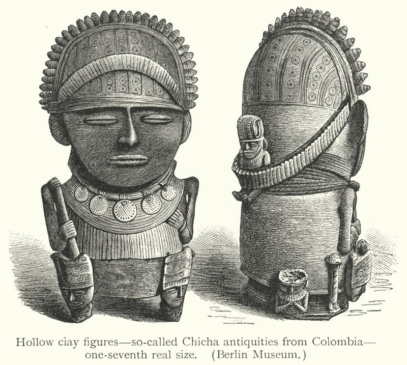 Figuras ocas de ciay, as chamadas antiguidades Chicha da Colômbia (gravura) de European School