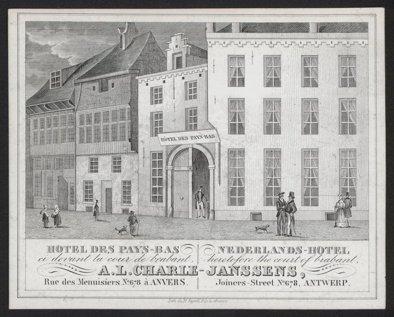 Hotel Des Pays Bas, Dutch Hotel, A L Charle-Janssens, Anvers, Antwerp (gravura) de European School