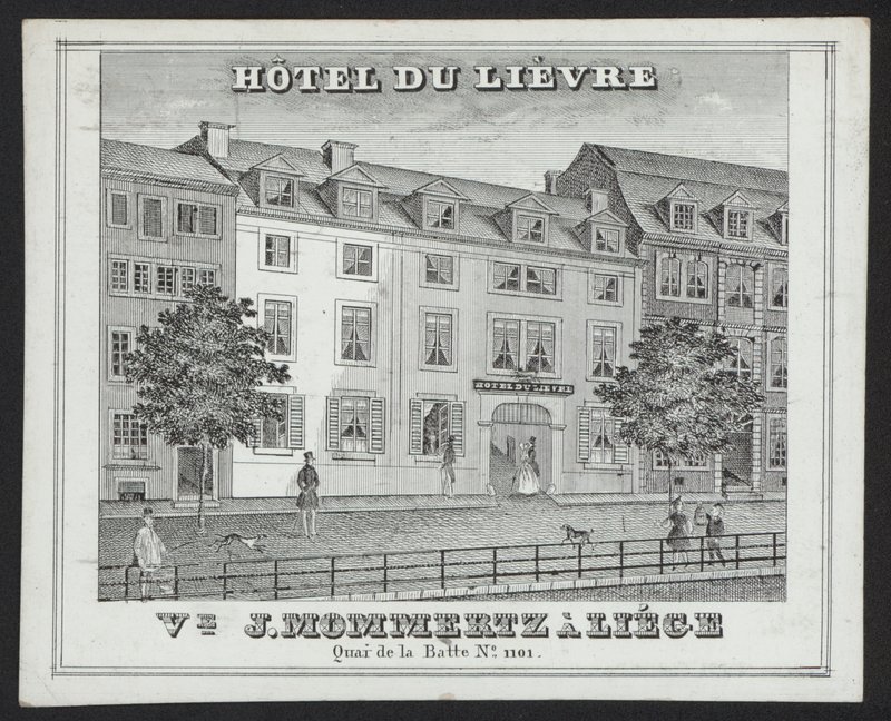 Hotel Du Lievre, J Mommertz, Liege (gravura) de European School