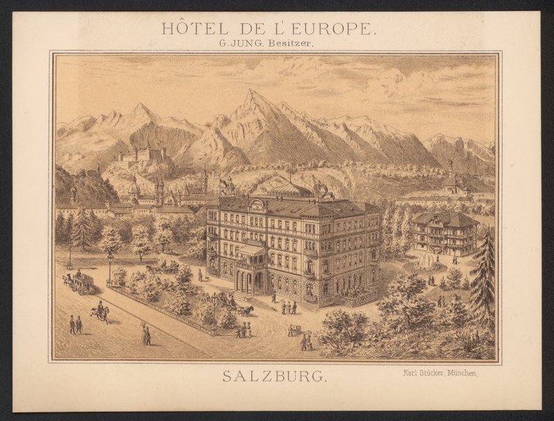 Hotel Trade Card (gravação a cores) de European School