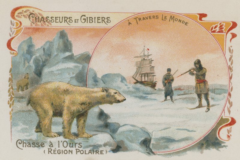 Caça aos ursos polares (chromolitho) de European School