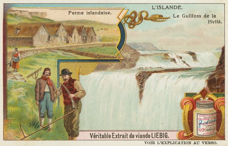 Fazenda islandesa e o Gullfoss (Golden Falls) na Hvita de European School