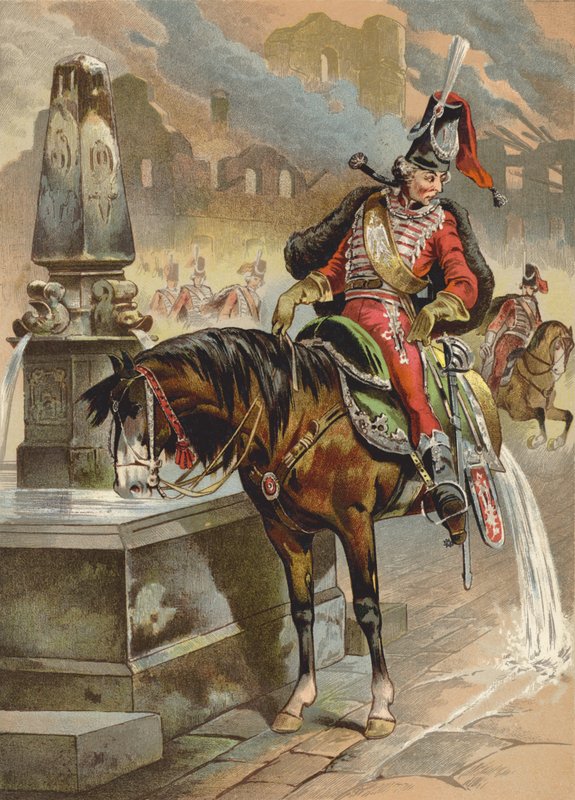 Ilustração para aventuras do Barão Munchausen de European School
