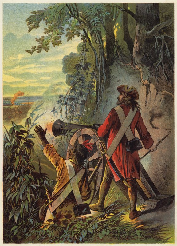 Ilustração para Robinson Crusoé (litografia a cores) de European School