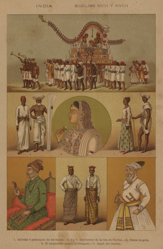 Índia, séculos XVII e XVIII (cor litho) de European School