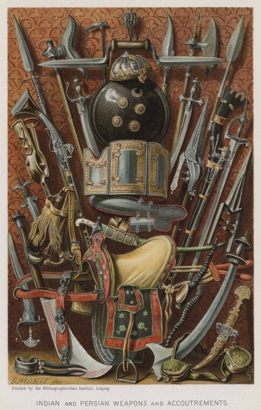 Armas e acessórios indianos e persas (chromolitho) de European School