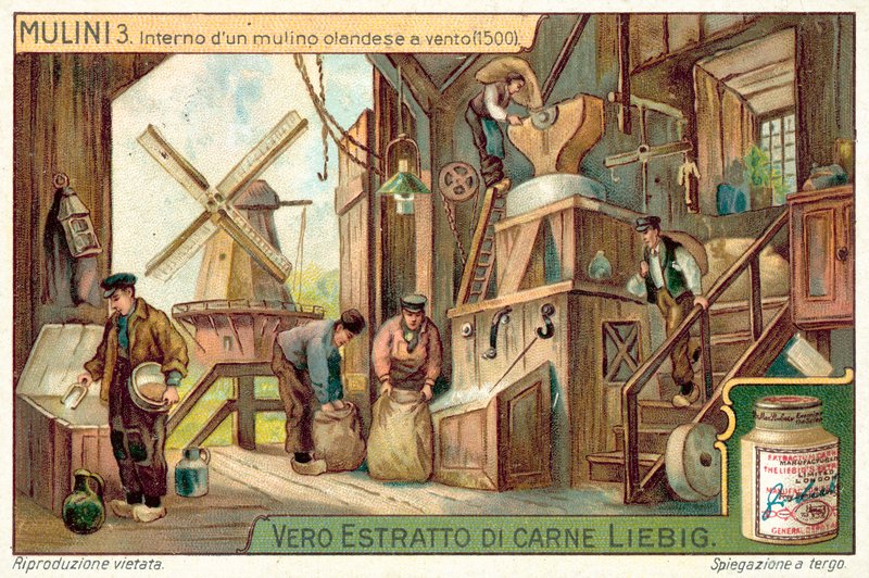 Interior de um moinho de vento holandês, 1500 de European School