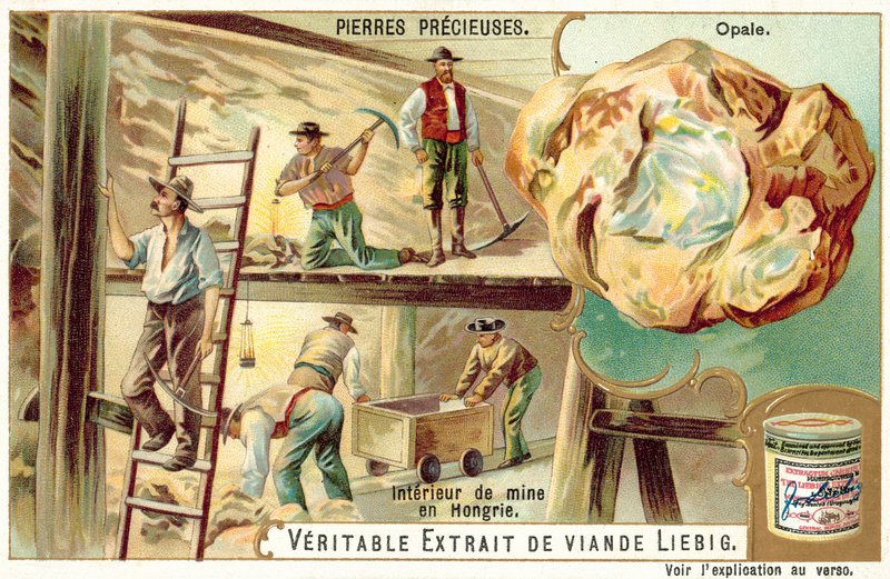 Interior de uma mina de opalas na Hungria (chromolitho) de European School