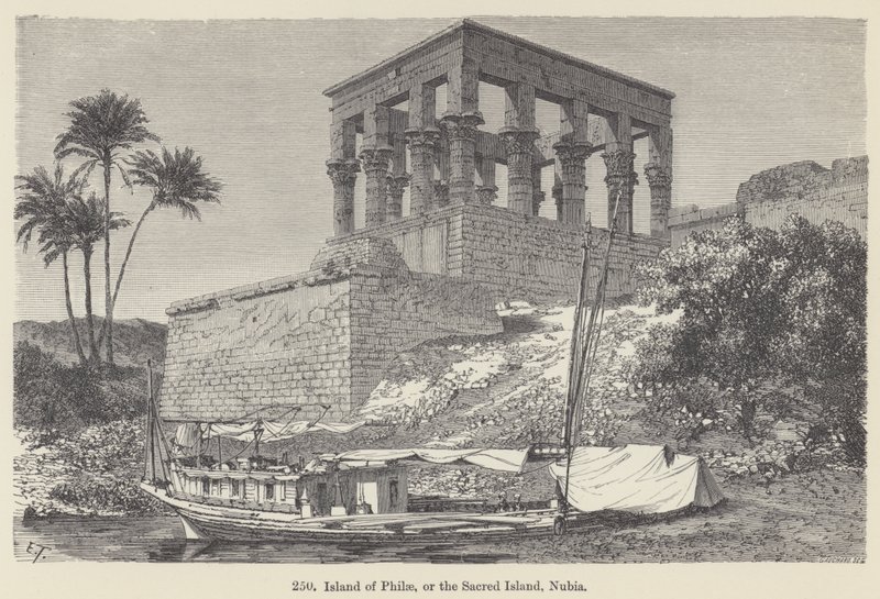 Ilha de Filae, ou a Ilha Sagrada, Núbia (gravura) de European School