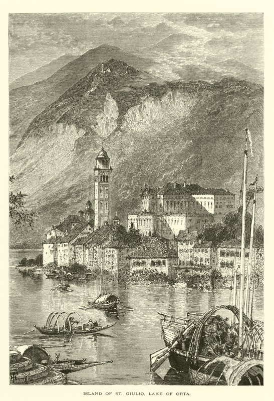 Ilha de São Giulio, Lago de Orta (gravura) de European School