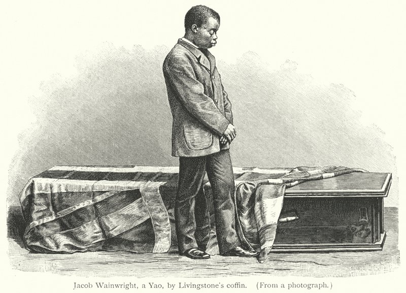 Jacob Wainwright, um Yao, pelo caixão de Livingstone (gravura) de European School