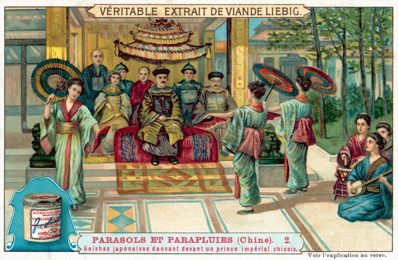 Geishas japonesas dançando para um príncipe chinês (chromolitho) de European School