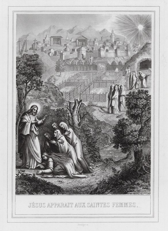 Jesus aparece às mulheres santas (gravura) de European School