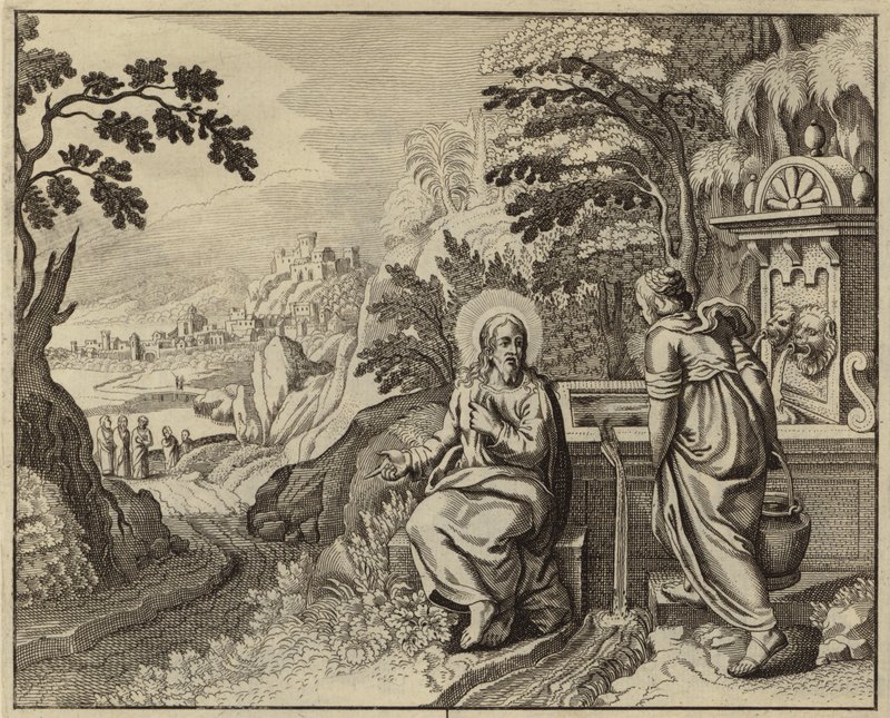 Jesus Cristo e a mulher de Samaria (gravura) de European School