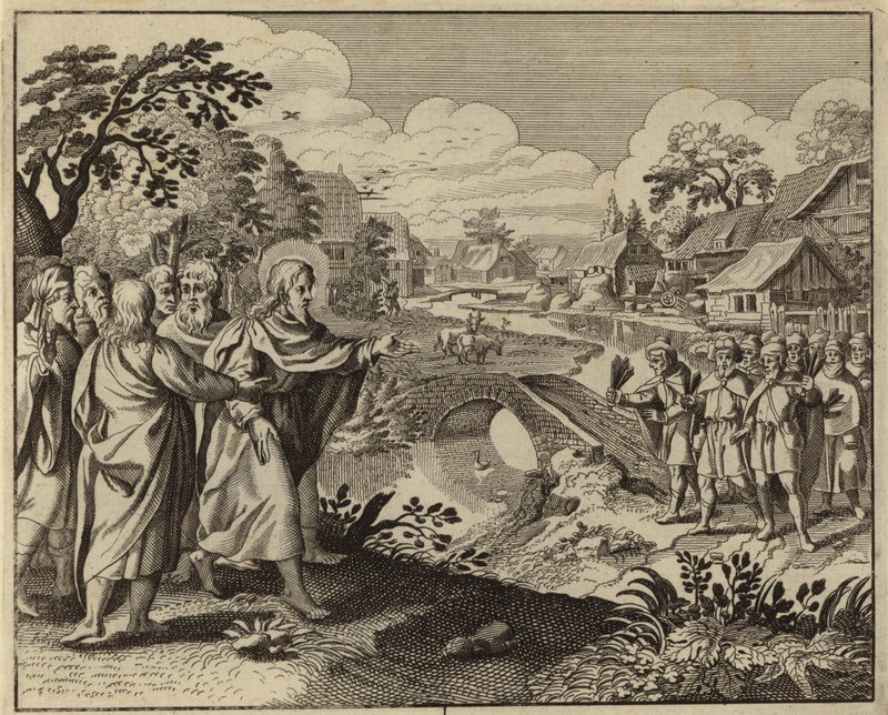 Jesus Cristo curando dez leprosos (gravura) de European School