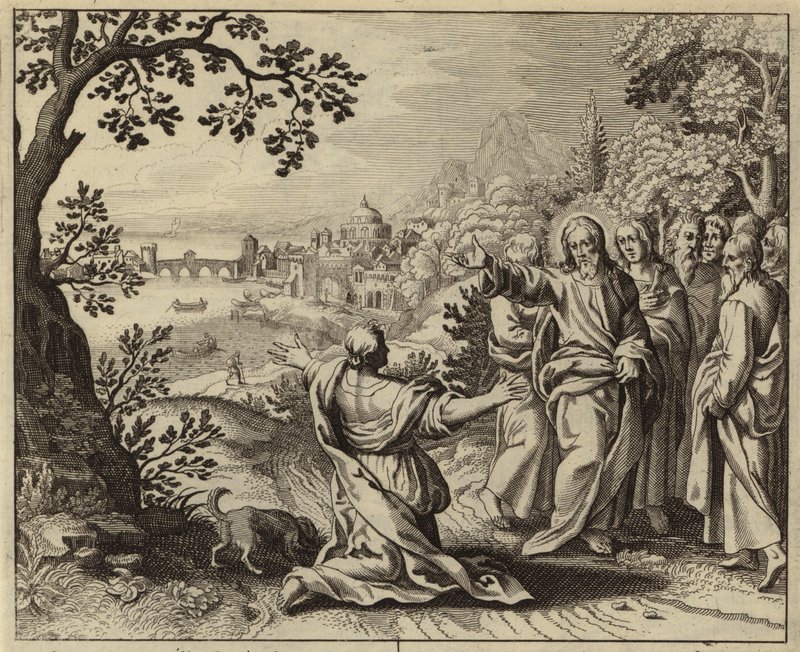 Jesus Cristo curando a filha de uma mulher de Canaã (gravura) de European School