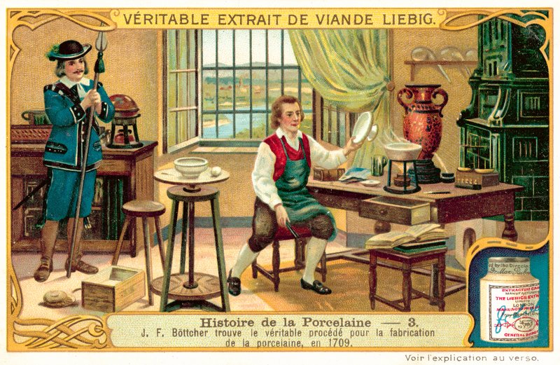 Johann Friedrich Boettger descobrindo o processo de fabrico da porcelana de European School