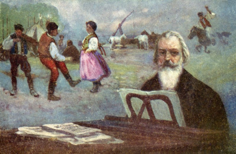 Johannes Brahms: Danças Húngaras (litografia a cores) de European School