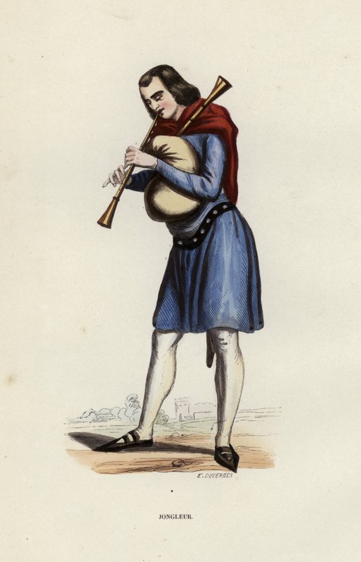 Jongleur (gravura colorida) de European School