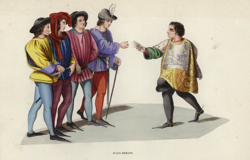 Juges Diseurs (gravura colorida) de European School