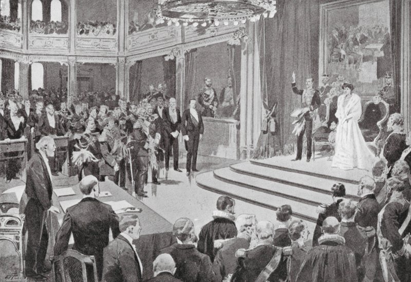 O Rei Haakon faz o juramento de European School