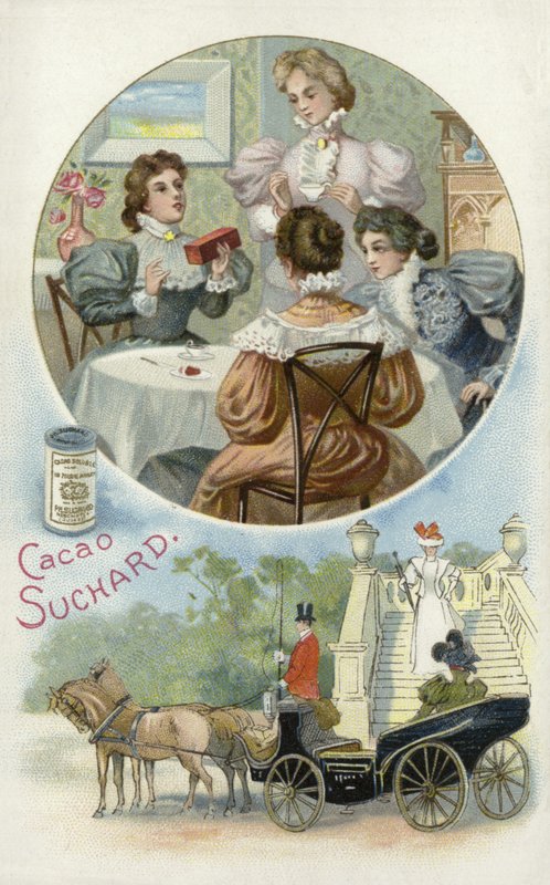 Senhoras, desfrutando, suchard, cacau de European School