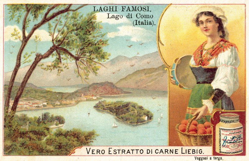 Lago Como, Itália (chromolitho) de European School