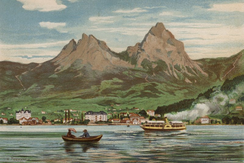 Lago Lucerna: Brunnen (cor litho) de European School