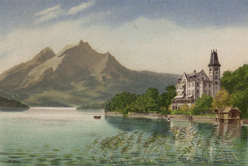 Lago Lucerna: Hertenstein (cor litho) de European School