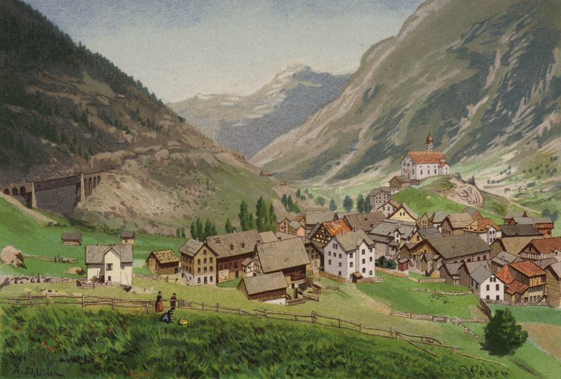 Lago Lucerna: Wasen (cor litho) de European School
