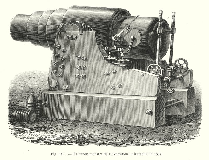 O canhão-monstro na Feira Mundial de 1867 (gravura) de European School