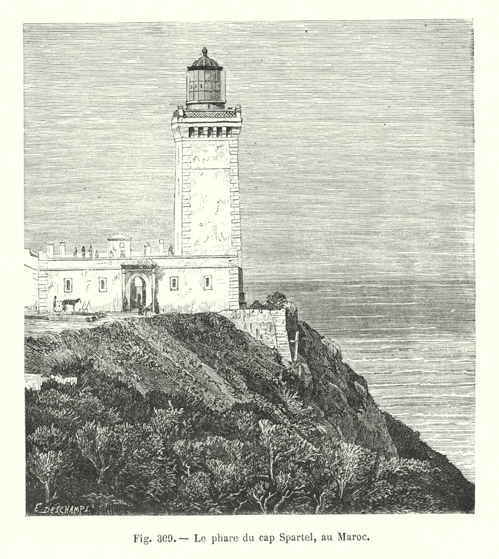Farol do Cabo Spartel, Marrocos (gravura) de European School