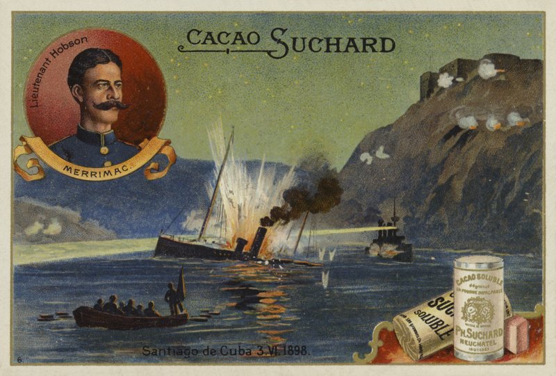 Tenente Richmond P Hobson e o afundamento do USS Merrimac, Santiago de Cuba, Guerra Hispano-Americana, 3 de junho de 1898 de European School