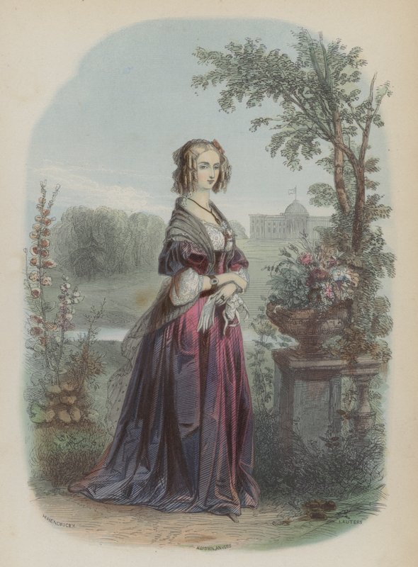 Luísa de Orleans, Rainha Consorte de Leopoldo I, Rei dos Belgas (gravura colorida) de European School