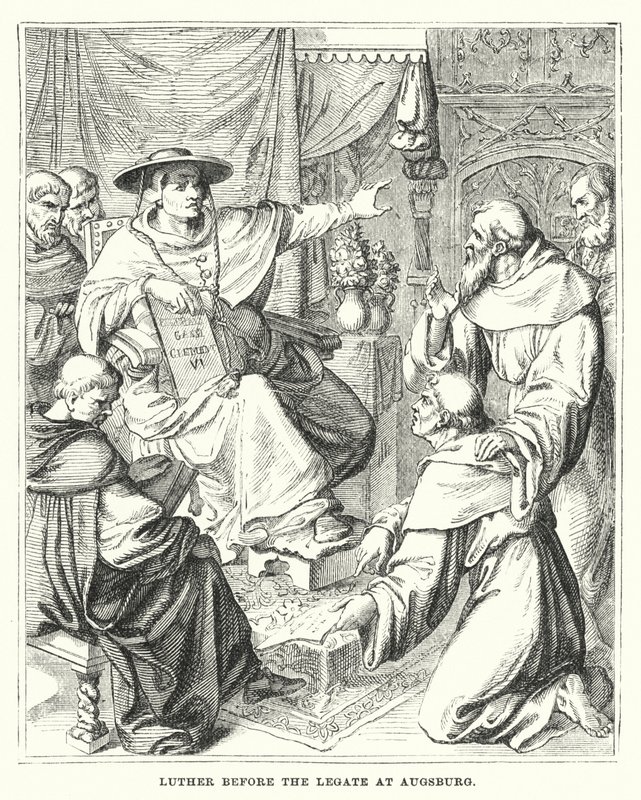 Lutero perante o legado em Augsburg (gravura) de European School