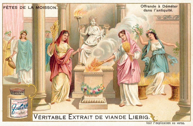 Fazer oferendas ao Demeter na Grécia Antiga (chromolitho) de European School
