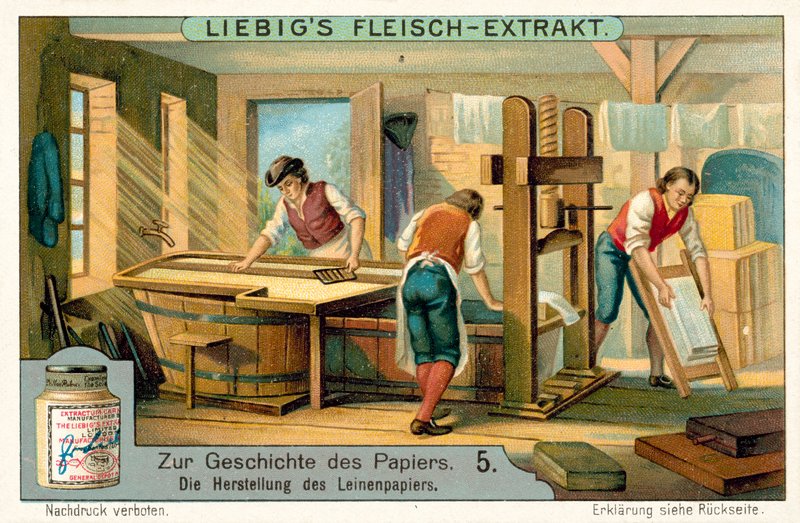 Fabricação de papel de linho (cromolitho) de European School