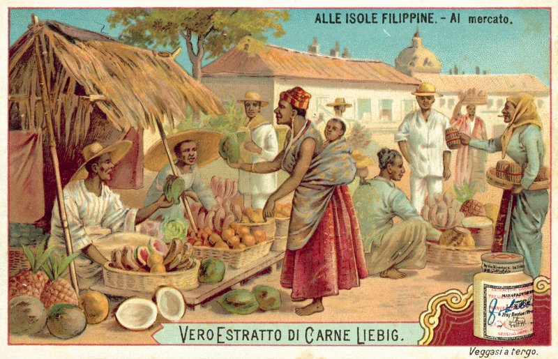 Cena do mercado (cromolitho) de European School