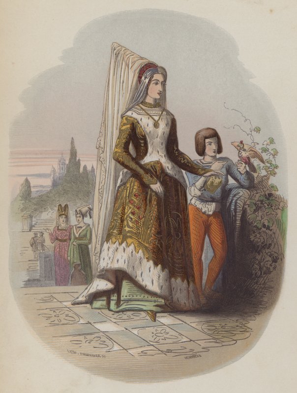 Maria de Borgonha, primeira esposa do futuro Santo Imperador Romano Maximiliano I (gravura colorida) de European School